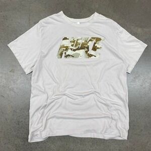 Nike White Camo Logo T-Shirt Y2K Men's XL Graphic Tee
